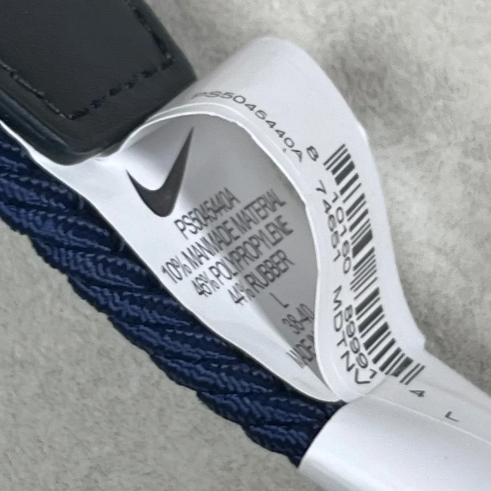 New Nike Woven Stretch Belt Men Large Navy Braided Elastic Golf PS5045440A